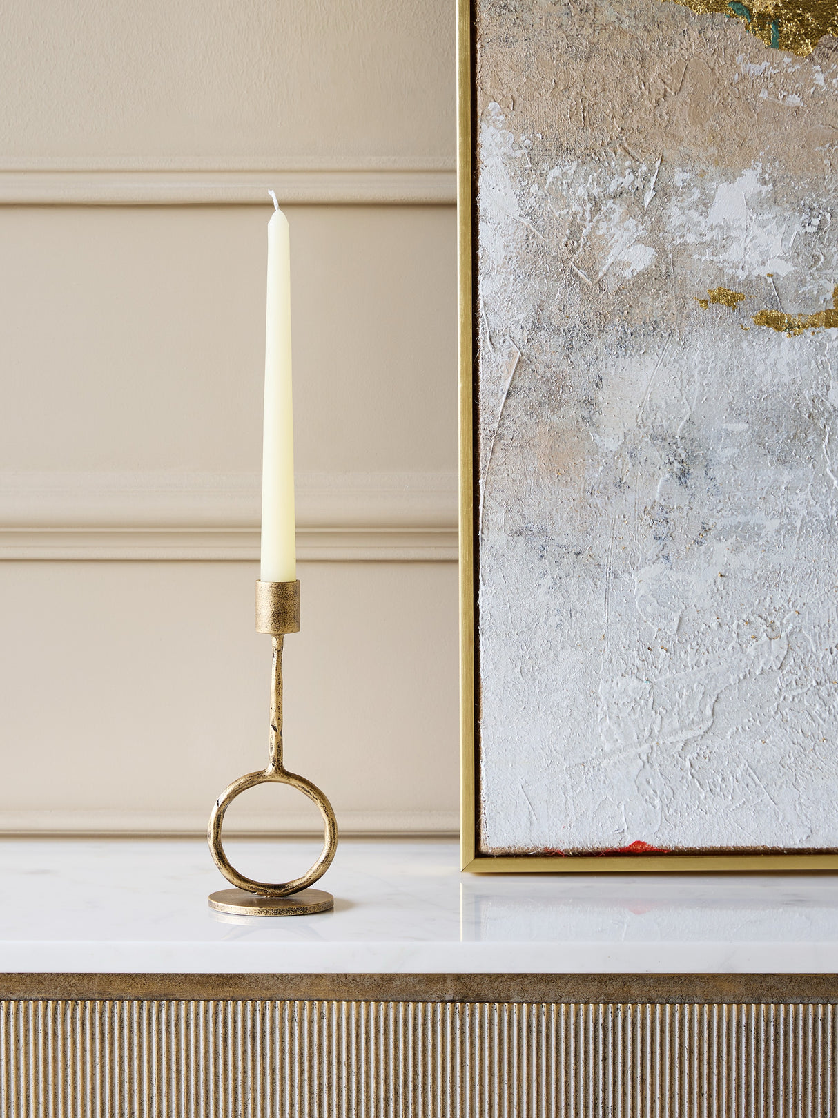 LIBRA - RONDE ANTIQUE GOLD CANDLE HOLDER - 2 SIZES