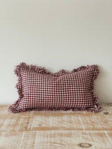 Hallie Red Gingham Ruffle Cushion 50×30