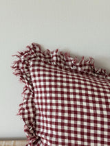 Hallie Red Gingham Ruffle Cushion 50×30