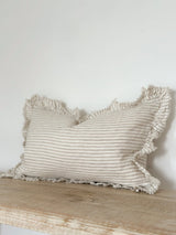 Hallie Natural Stripe Ruffle Cushion 2 sizes