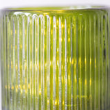 Ribbed Hurricane Glass Vintage Green Small
