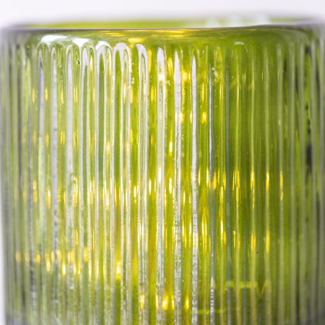 Ribbed Hurricane Glass Vintage Green Small