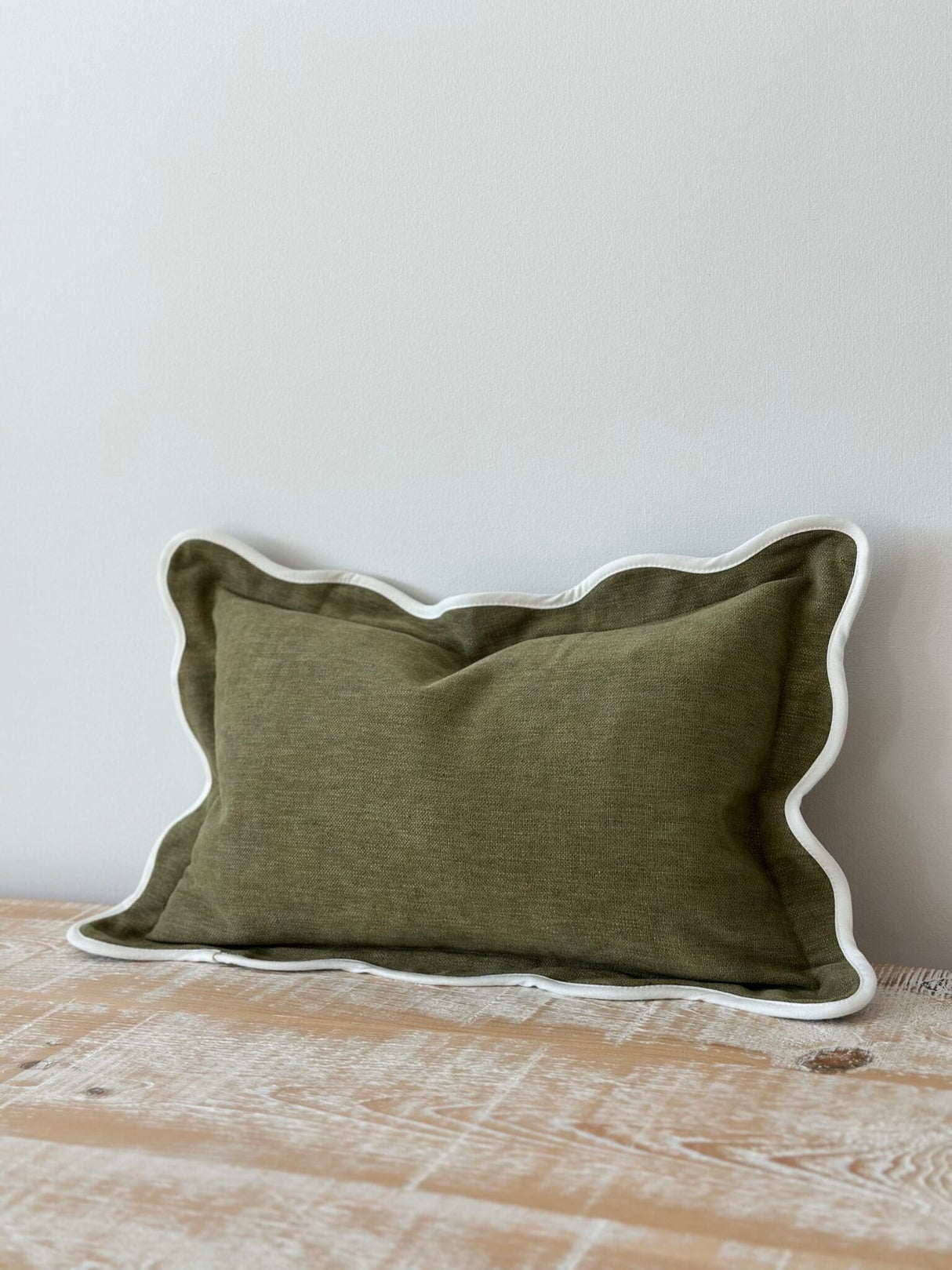 Chloe Olive Scalloped Cushion  - 2 sizes