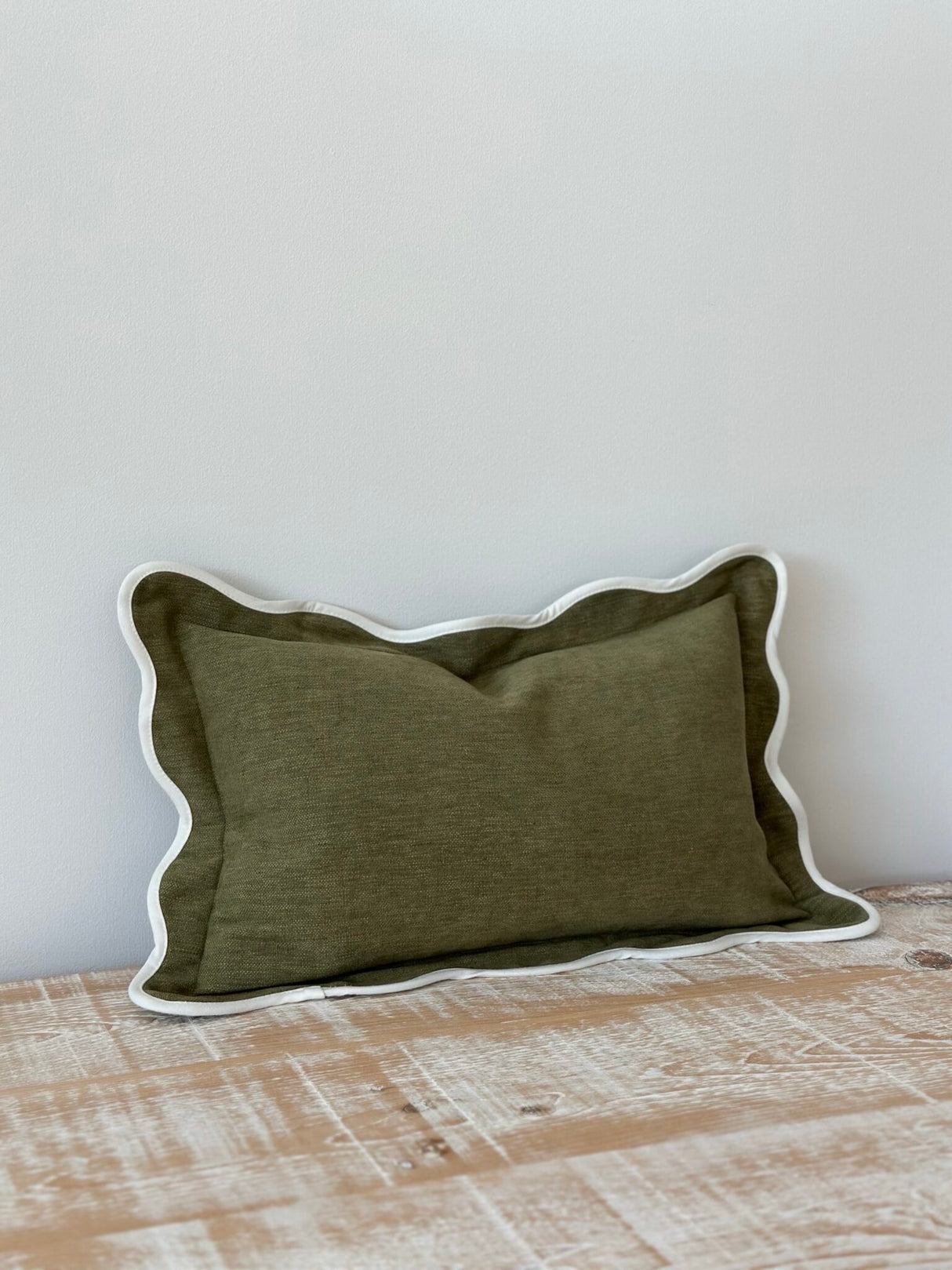 Chloe Olive Scalloped Cushion  - 2 sizes