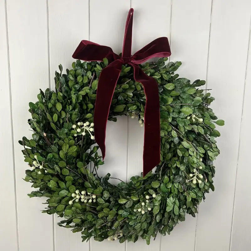 Medium Mistletoe Wreath with Red Bow