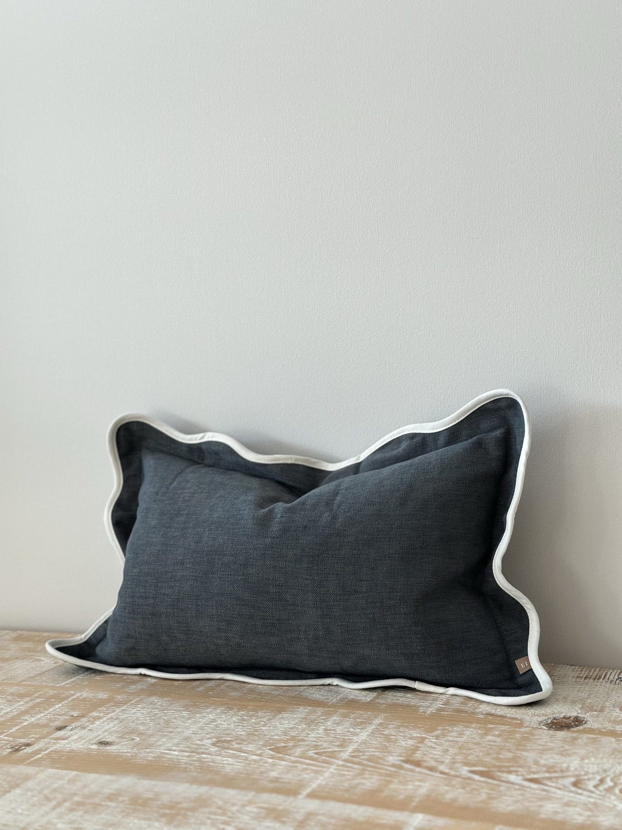 Chloe Navy Scalloped Edge Cushion 50×30