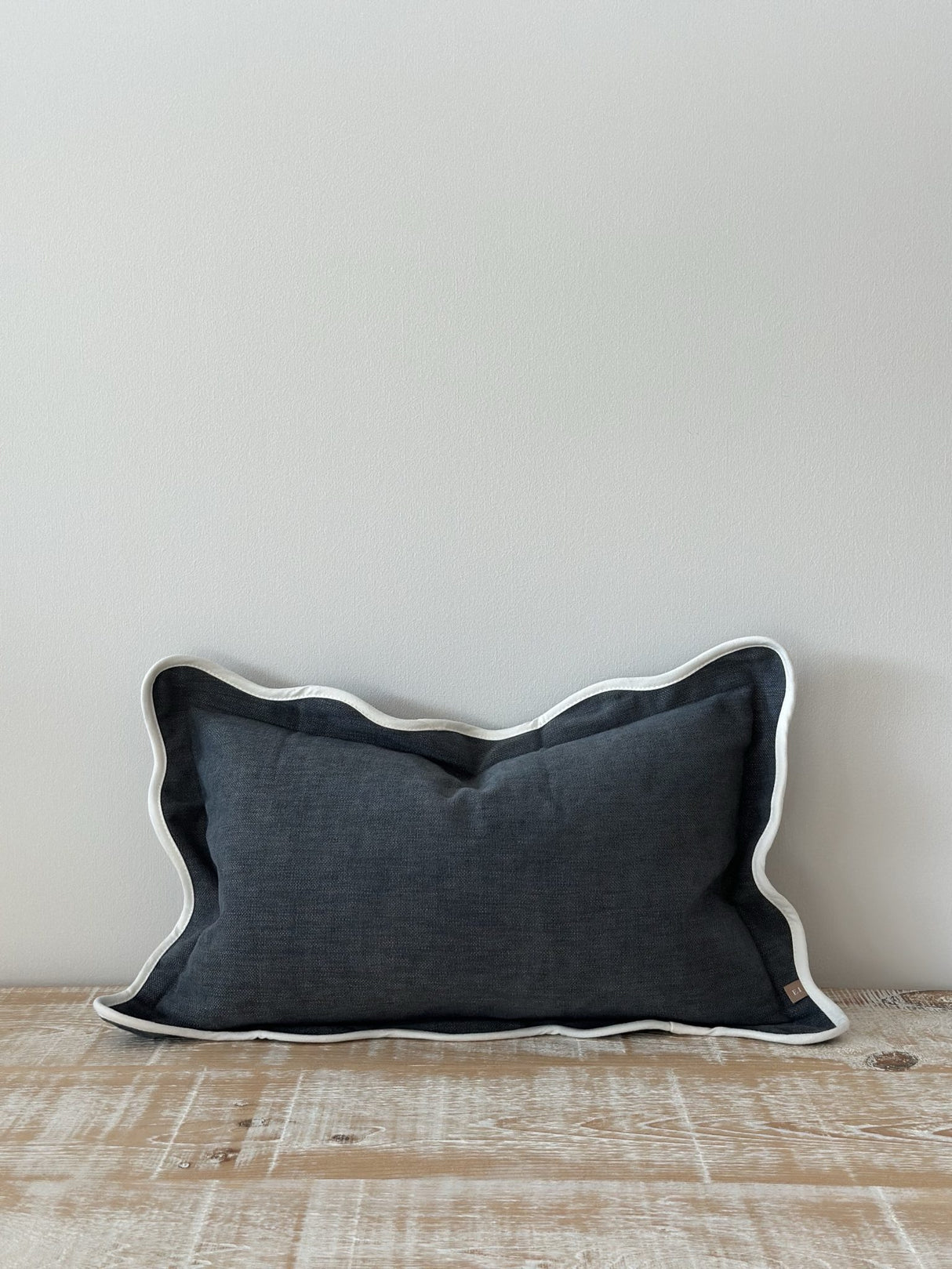 Chloe Navy Scalloped Edge Cushion 50×30