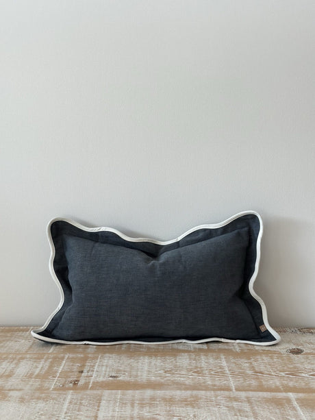 Chloe Navy Scalloped Edge Cushion 50×30