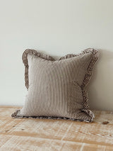 Darcy Dark Brown Stripe Ruffle Cushion