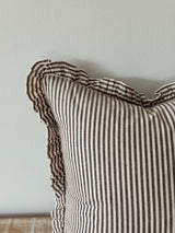 Darcy Dark Brown Stripe Ruffle Cushion