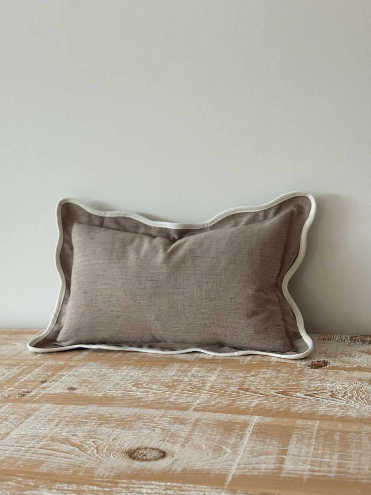 Chloe Greige Scalloped Edge Cushion 50×30