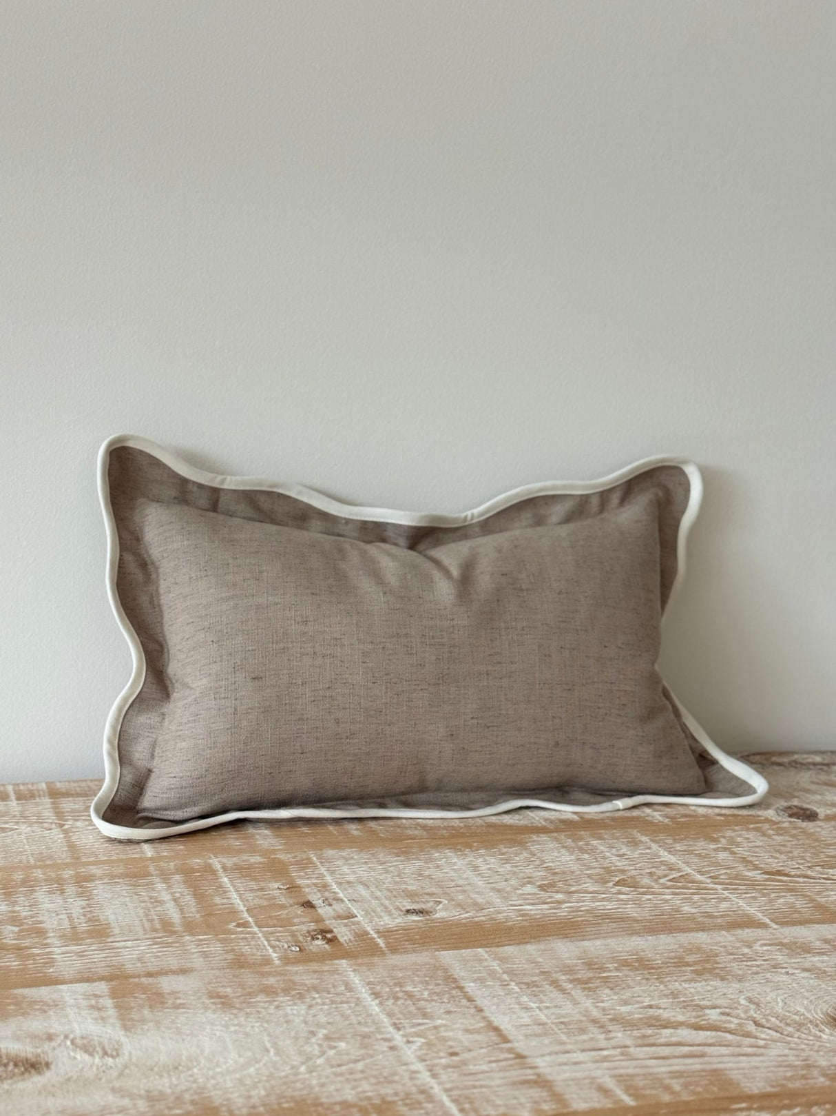 Chloe Greige Scalloped Edge Cushion 50×30