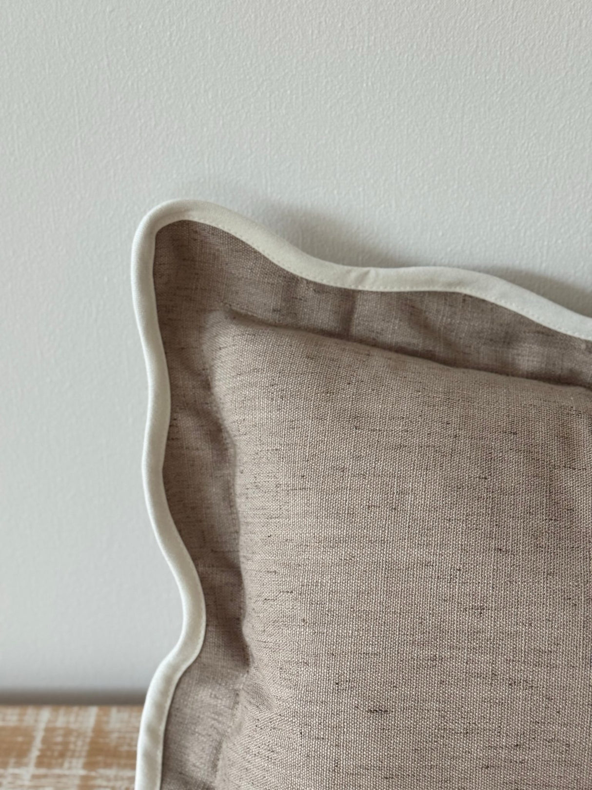 Chloe Greige Scalloped Edge Cushion 50×30