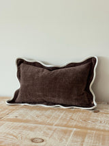 Chloe Dark Brown Scalloped Edge Cushion 50×30