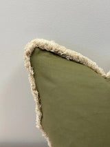Sadie Olive Fringed Edge Cushion