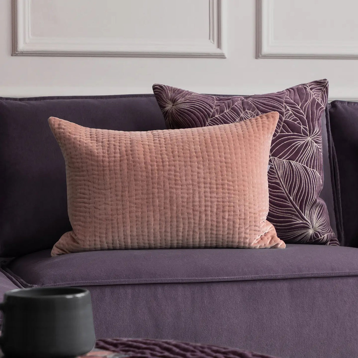 Haze Embroidered Cushion Coral- Voyage