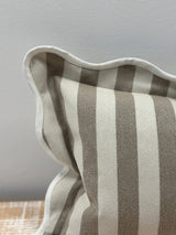 Chloe Greige Stripe Scalloped Edge Cushion