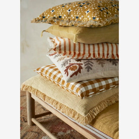 STRIPED CUSHION COVER W/ FRINGES