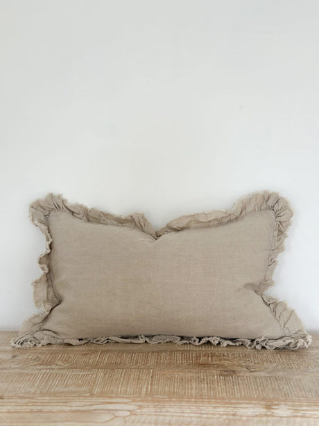 Hallie Natural Beige Ruffle Cushion 50×30