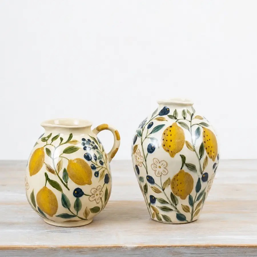 CERAMIC LEMON GLAZE VASE, 21.5CM