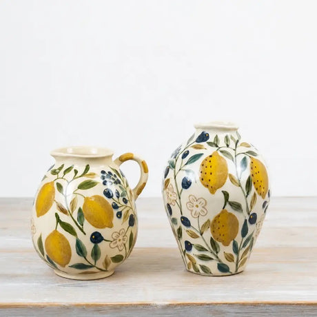 GLAZED LEMON JUG VASE, 19.5CM