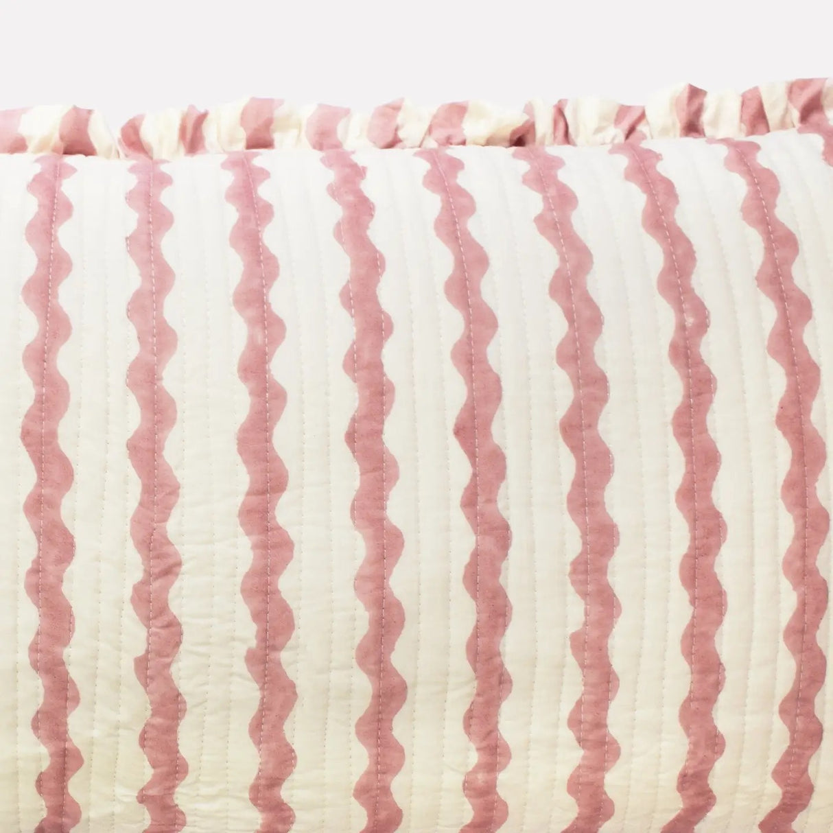 Cotton Quilted Frill Cushion | Ripple | Ice Cream | 3 Sizes
