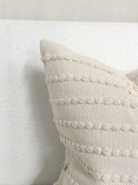 India Cream Textured Stripe Cushion