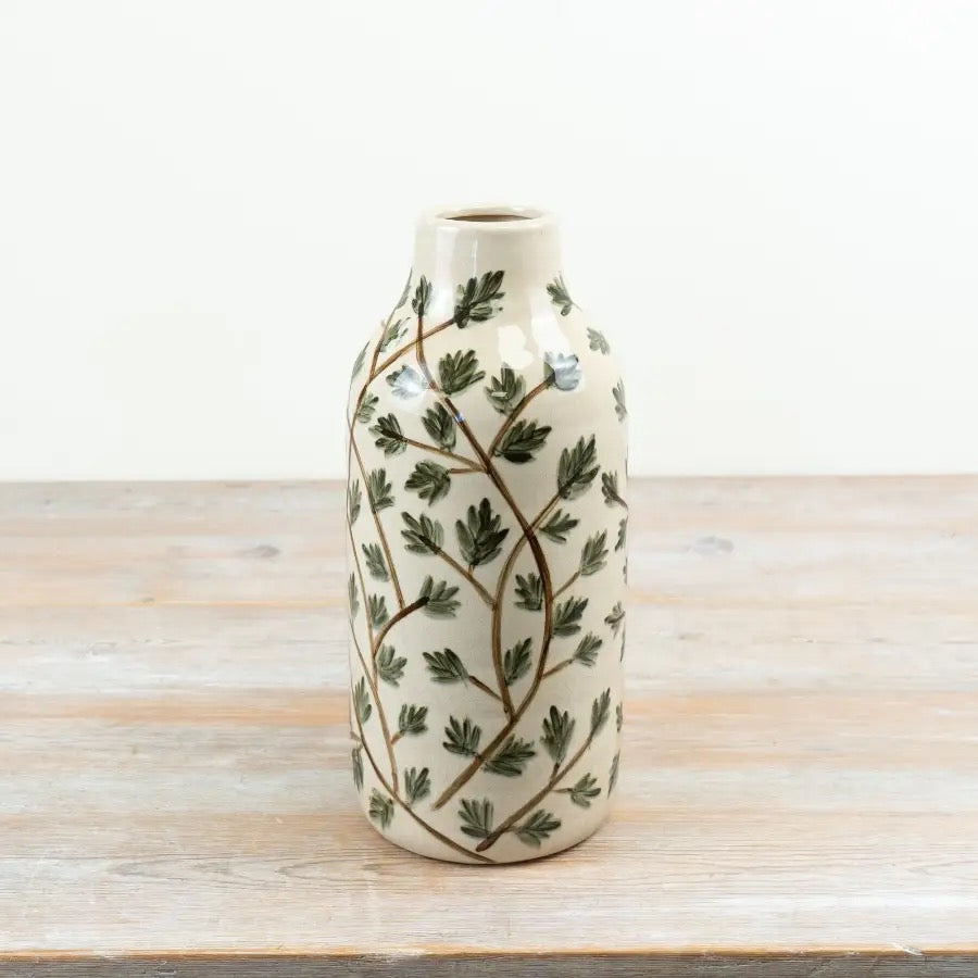 GREEN FOLIAGE CERAMIC VASE, 2 Sizes