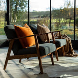 Jasper Square Cushion | Rust/Ecru Stripe