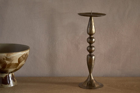 NKUKU -Ayo Pillar Candle Holder - Brass