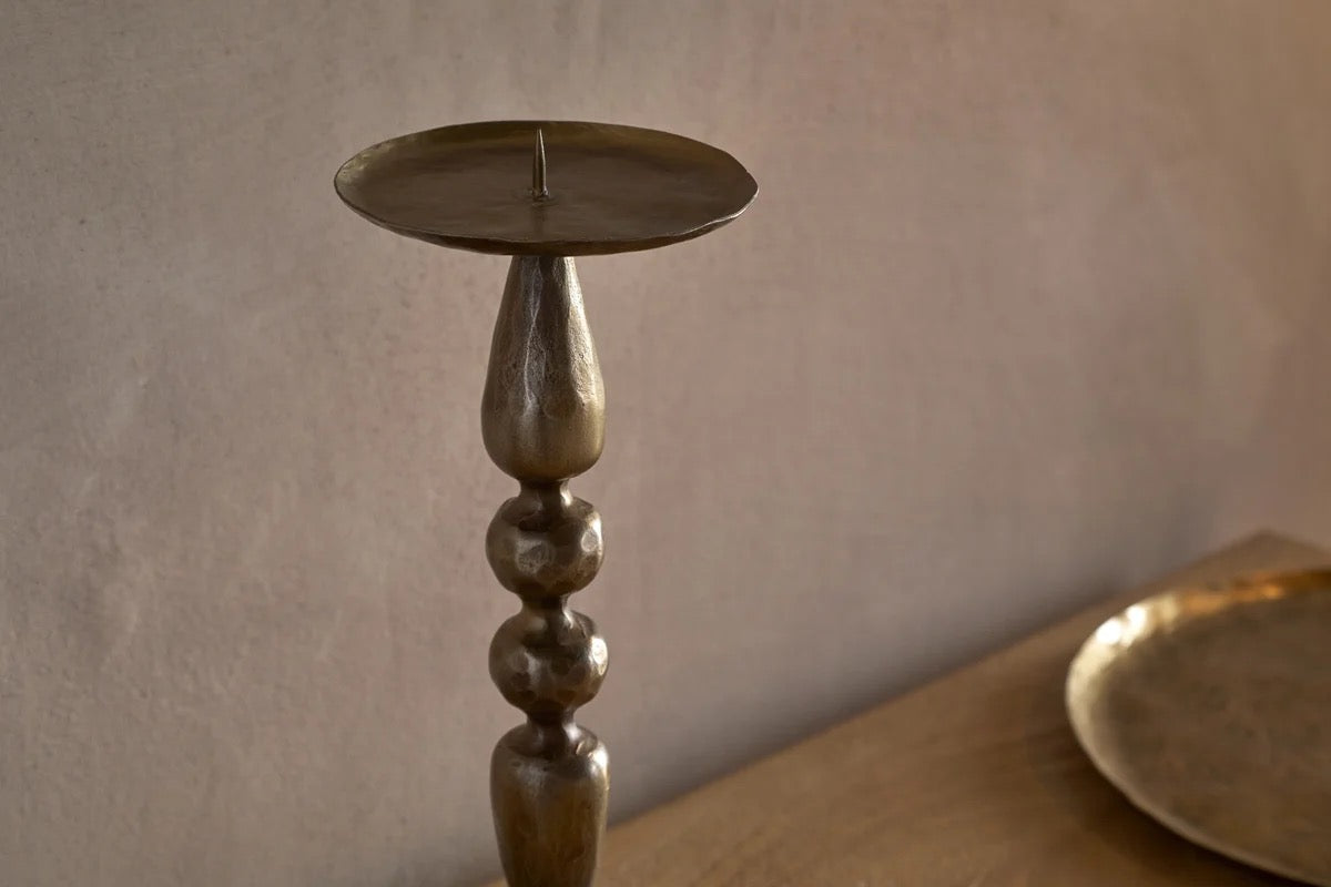 NKUKU -Ayo Pillar Candle Holder - Brass