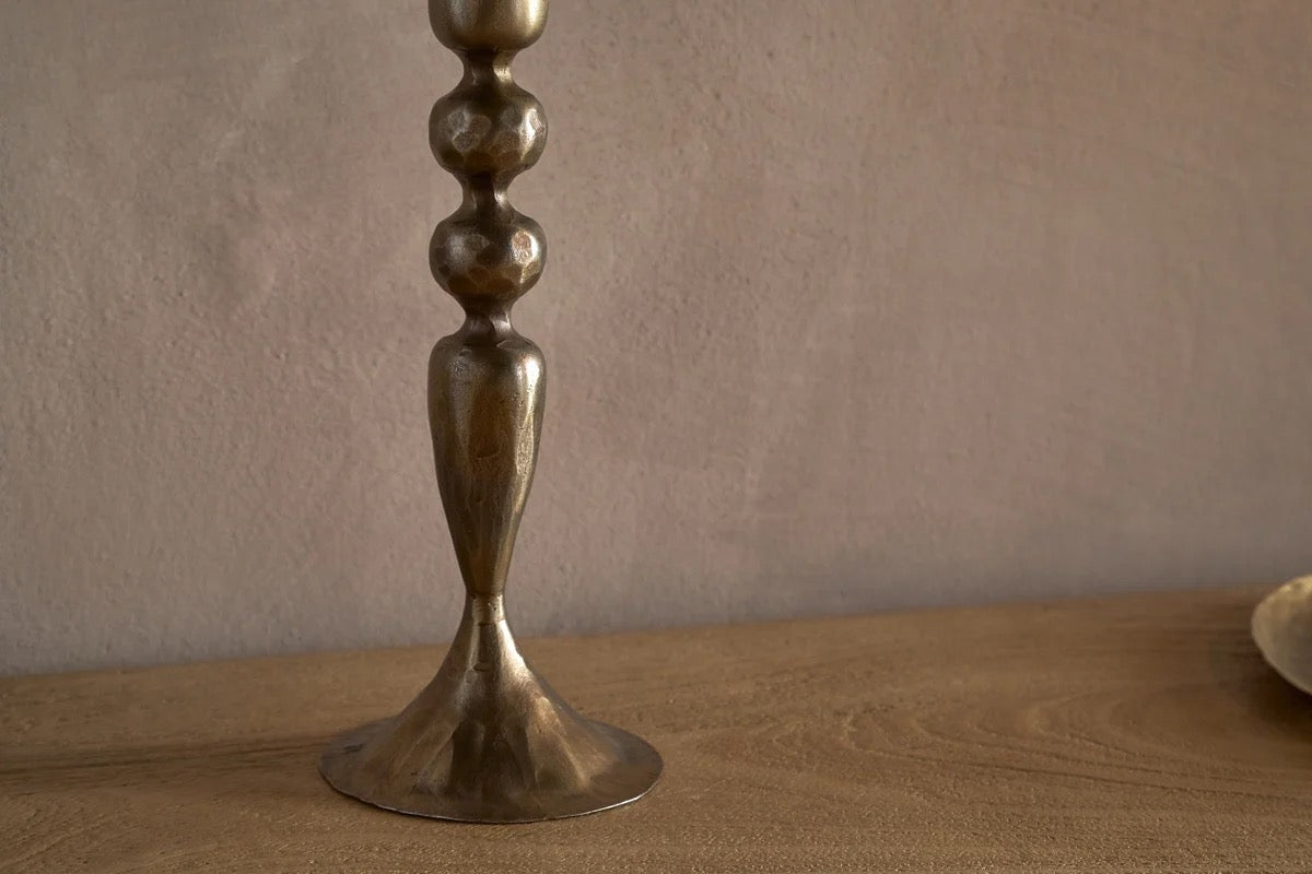 NKUKU -Ayo Pillar Candle Holder - Brass