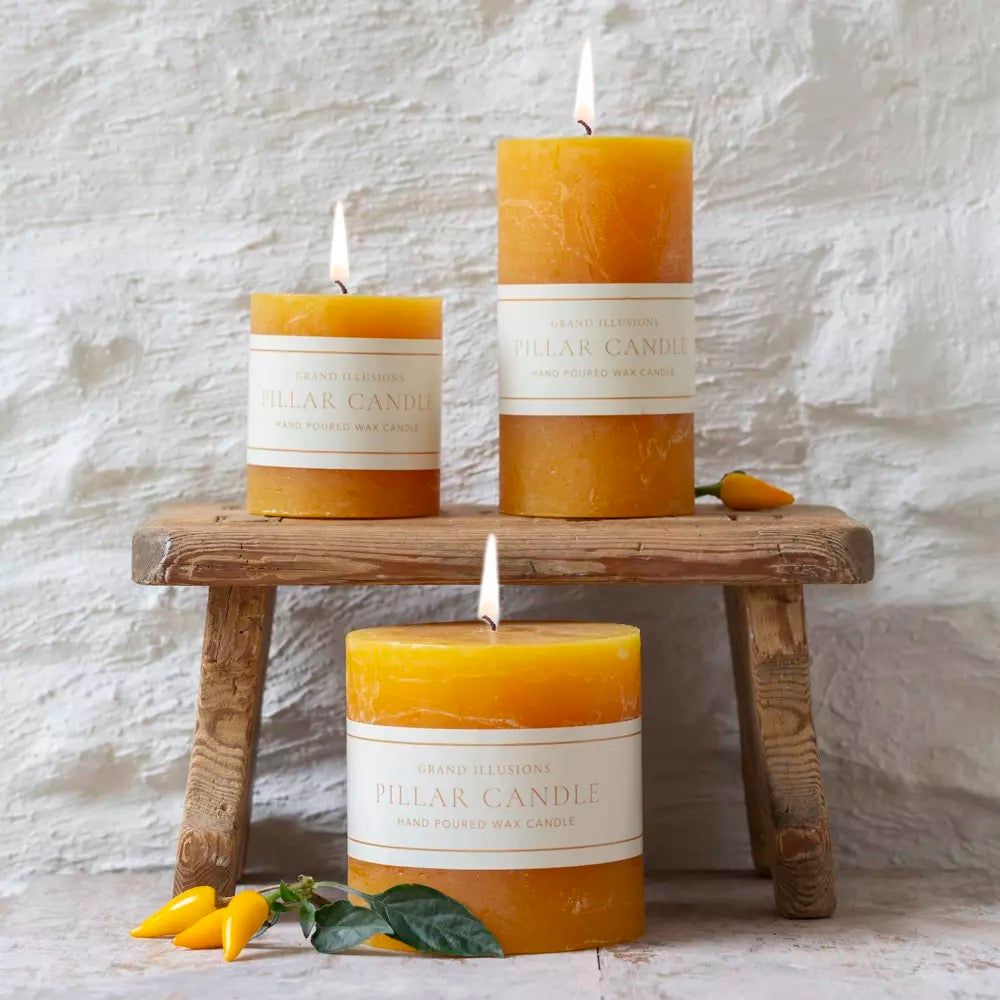 Rustic Pillar Candle Ochre