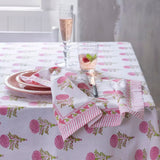 Raspberry Cotton Hand Block Print Tablecloth