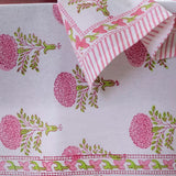 Raspberry Cotton Hand Block Print Tablecloth