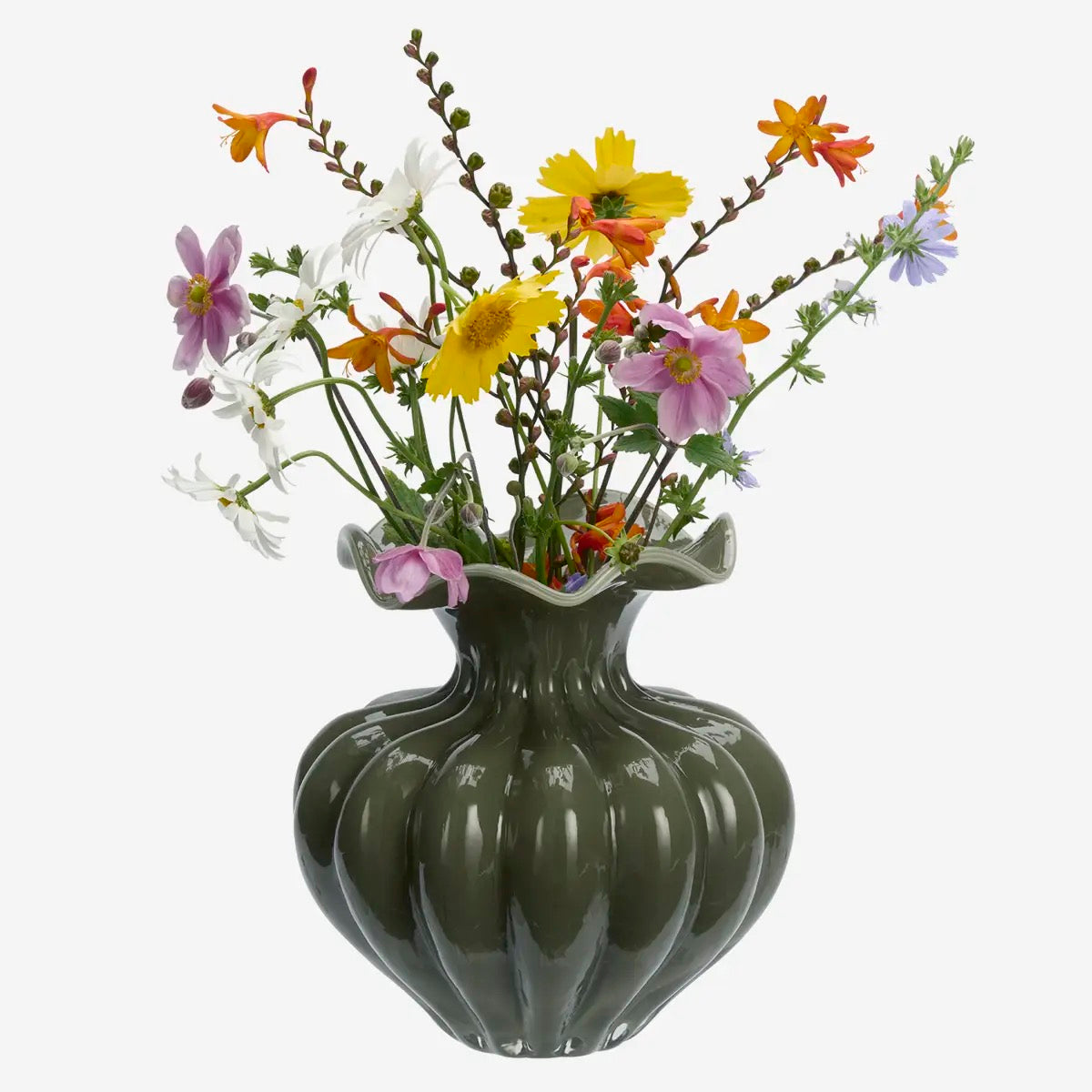 ART DECO GREEN GLASS VASE