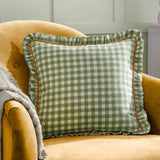 Maude Gingham Reversible Piped Cushion - 4 Colours