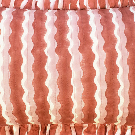 Cotton Quilted Frill Cushion | Whirly | Ginger | Small