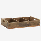 RECYCLED WOODEN TRAY W/ DIVIDERS