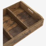 RECYCLED WOODEN TRAY W/ DIVIDERS