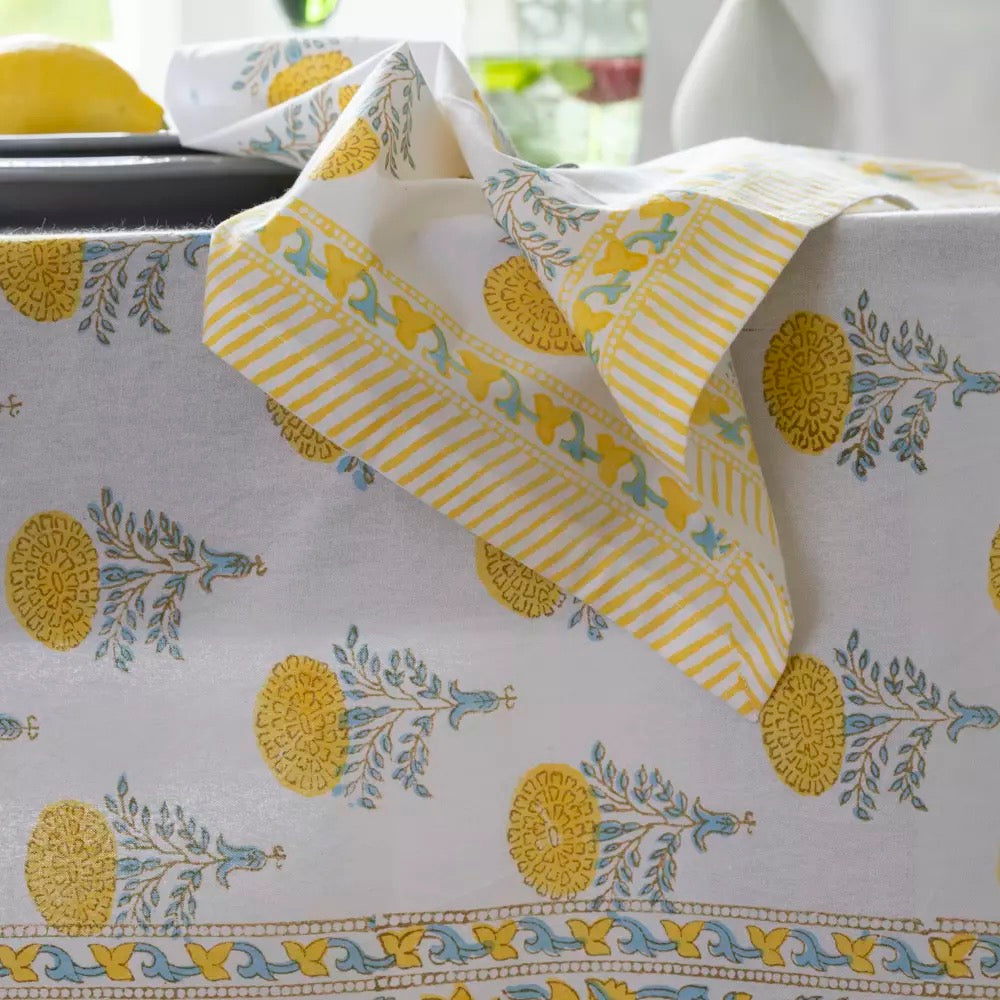 Lemon Cotton Hand Block Print Napkin S/4