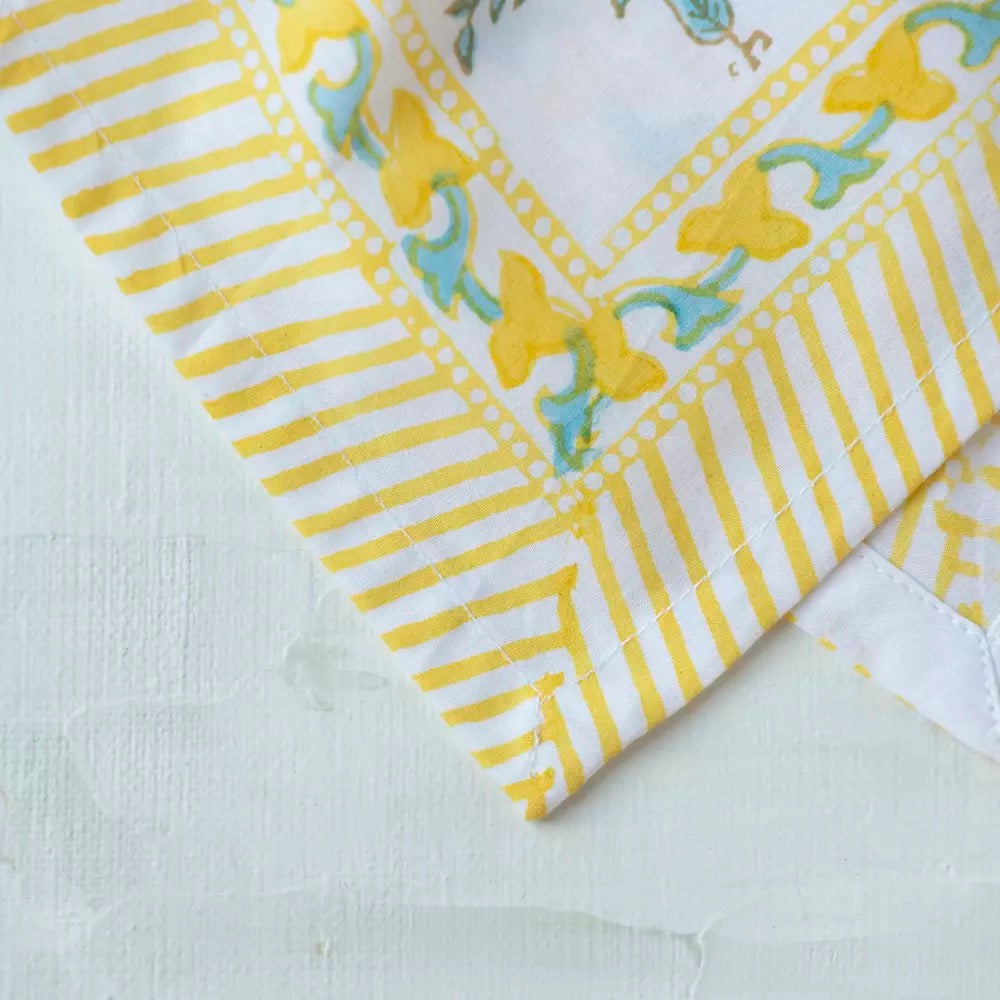 Lemon Cotton Hand Block Print Napkin S/4