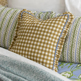 Maude Gingham Reversible Piped Cushion - 4 Colours
