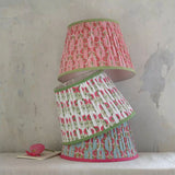 Lampshade Pleated Raspberry With Green Trim  - 2 Sizes