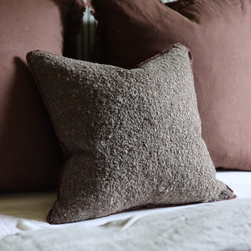Sofia Chocolate Brown Boucle Cushion - 3 sizes