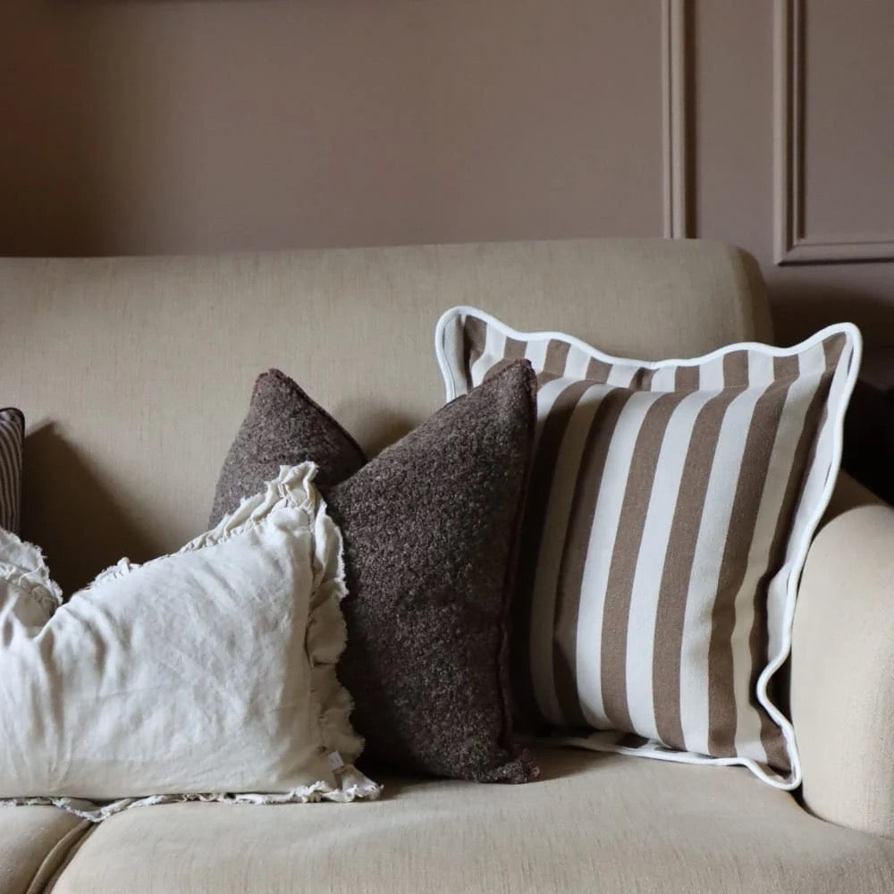 Sofia Chocolate Brown Boucle Cushion - 3 sizes