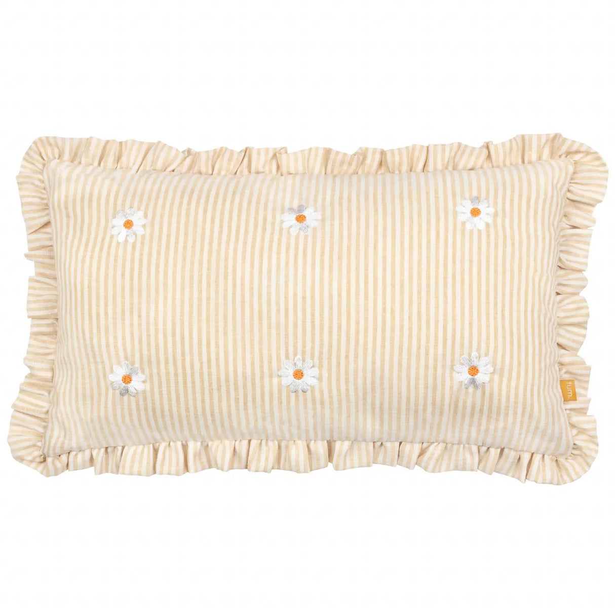 Les Fleurs Embroidered Ruffle Cushion Daisies