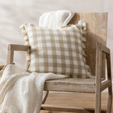 Barton Check Fringed Cushion Natural