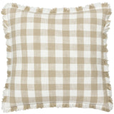 Barton Check Fringed Cushion Natural