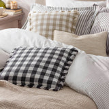 Barton Check Fringed Cushion Natural